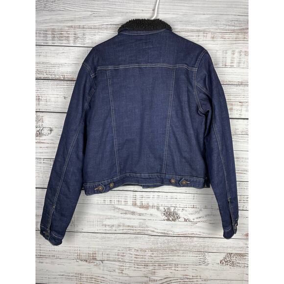 Hudson Women's Denim Blue Jean Fleece Lined Trucker Jacket Sz XL - Picture 4 of 6
